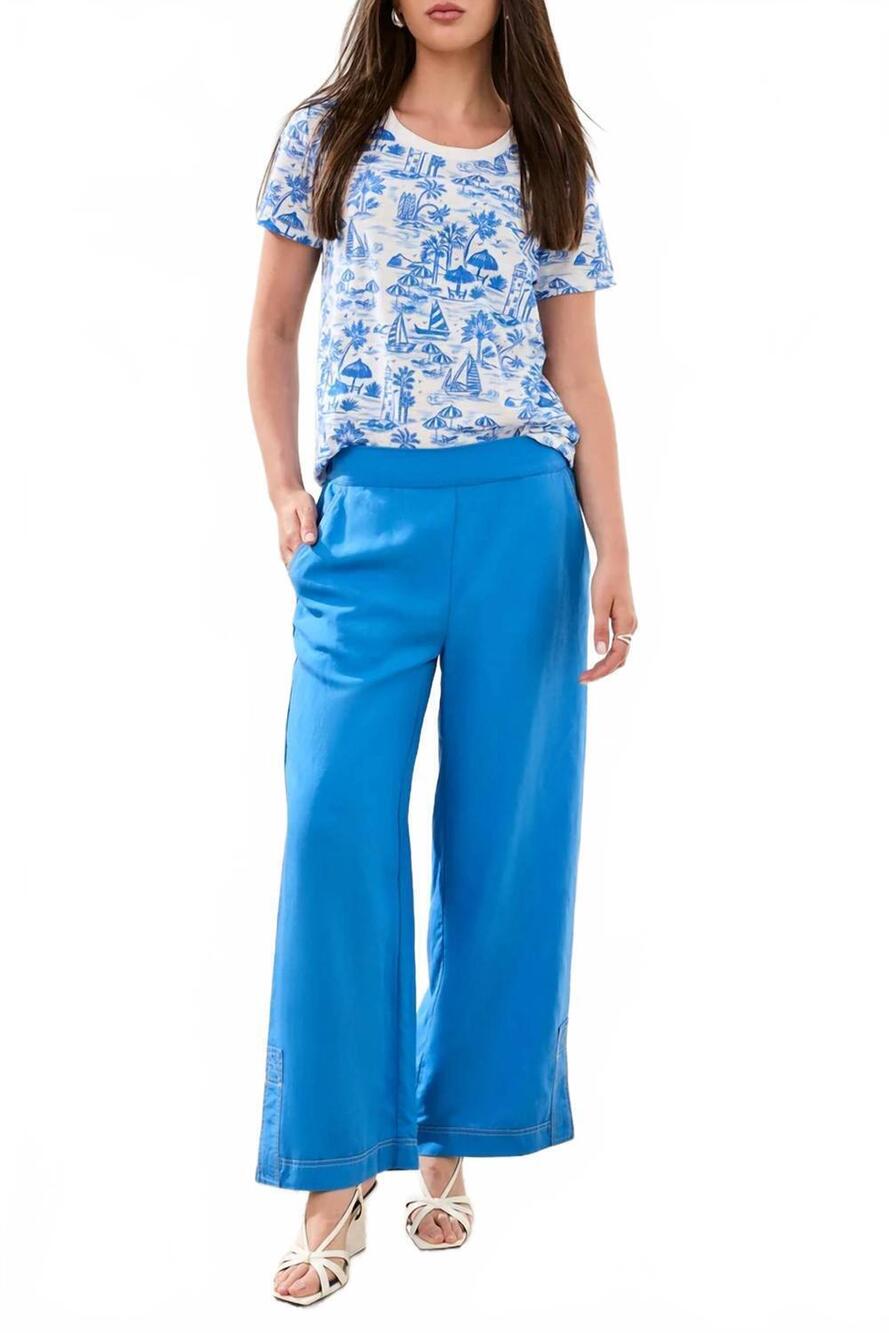 NEW TRIBAL women's contrast stitch ankle pant in royal